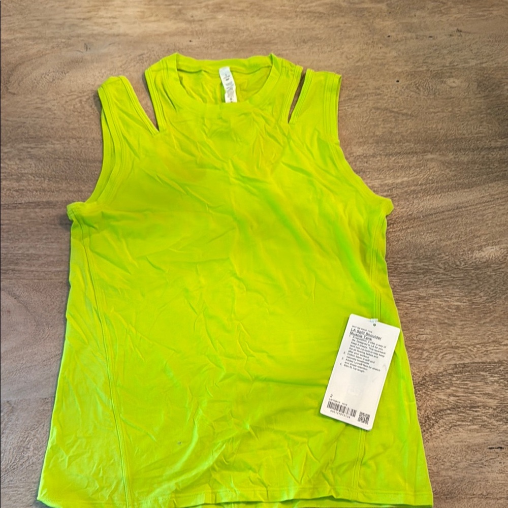 Lululemon Athletica Yellow Sleeveless Tank Top with Cut Out